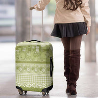 Hawaiian Hibiscus Honu Luggage Cover Sage Green Mele Kalikimaka Palaka Spirit LT9 - Polynesian Pride