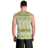 Hawaiian Hibiscus Honu Men Tank Top Sage Green Mele Kalikimaka Palaka Spirit LT9 - Polynesian Pride