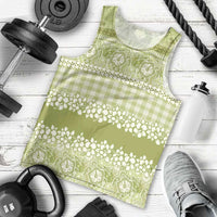 Hawaiian Hibiscus Honu Men Tank Top Sage Green Mele Kalikimaka Palaka Spirit LT9 - Polynesian Pride