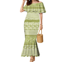 Hawaiian Hibiscus Honu Mermaid Dress Sage Green Mele Kalikimaka Palaka Spirit LT9 Women Sage Green - Polynesian Pride