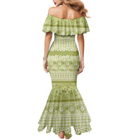 Hawaiian Hibiscus Honu Mermaid Dress Sage Green Mele Kalikimaka Palaka Spirit LT9 - Polynesian Pride