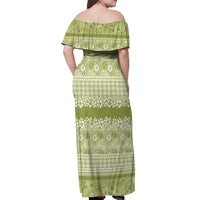 Hawaiian Hibiscus Honu Off Shoulder Maxi Dress Sage Green Mele Kalikimaka Palaka Spirit LT9 - Polynesian Pride