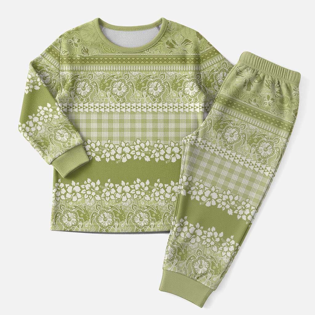 Hawaiian Hibiscus Honu Christmas Pajama Set Sage Green Mele Kalikimaka Palaka Spirit LT9 Men Sage Green - Polynesian Pride