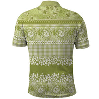 Hawaiian Hibiscus Honu Polo Shirt Sage Green Mele Kalikimaka Palaka Spirit LT9 - Polynesian Pride
