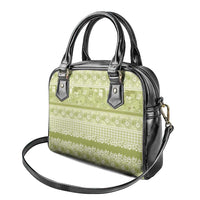 Hawaiian Hibiscus Honu Shoulder Handbag Sage Green Mele Kalikimaka Palaka Spirit - Polynesian Pride