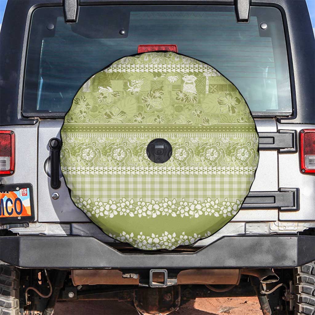 Hawaiian Hibiscus Honu Spare Tire Cover Sage Green Mele Kalikimaka Palaka Spirit LT9 Sage Green - Polynesian Pride