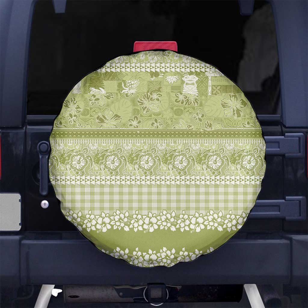 Hawaiian Hibiscus Honu Spare Tire Cover Sage Green Mele Kalikimaka Palaka Spirit LT9 No hole Sage Green - Polynesian Pride
