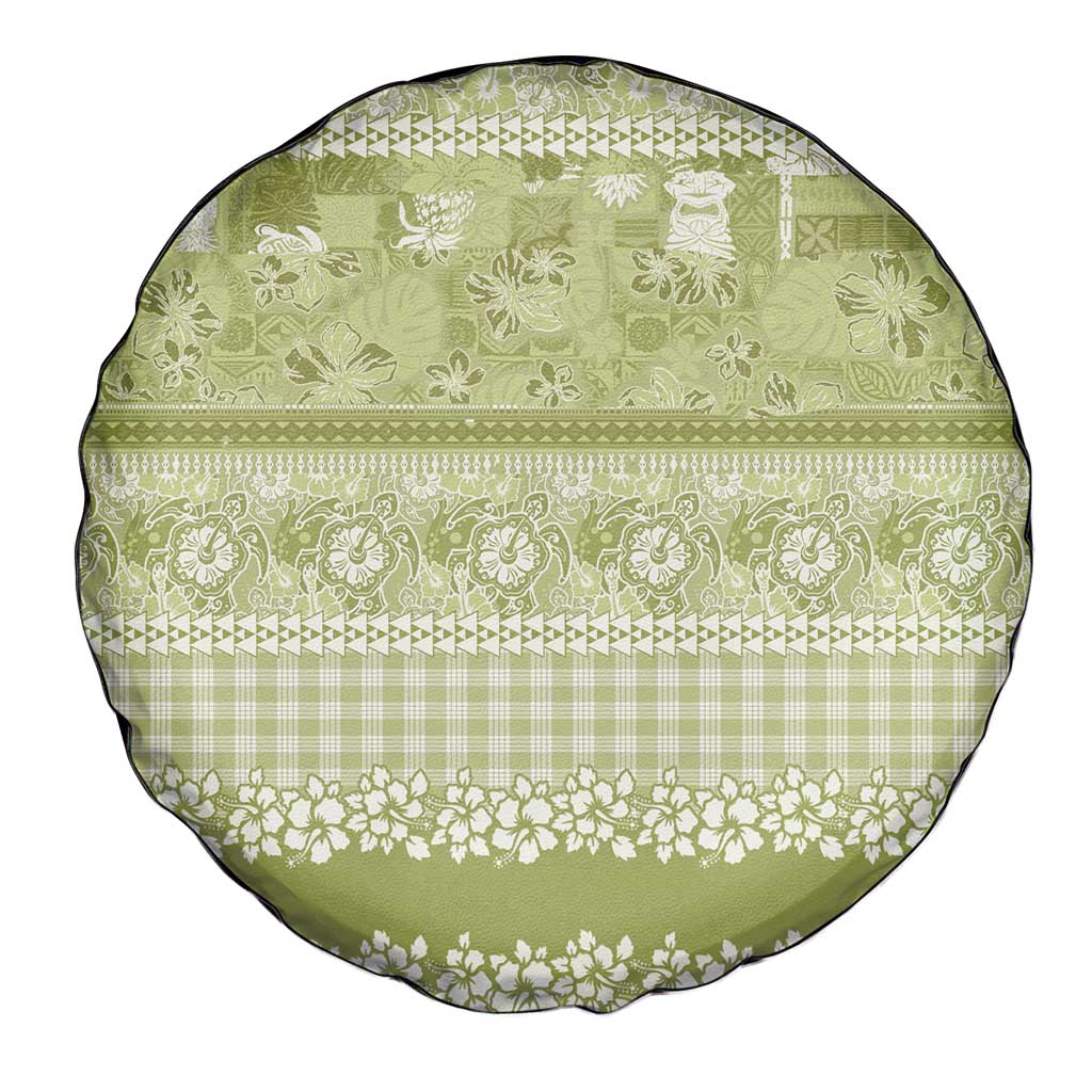 Hawaiian Hibiscus Honu Spare Tire Cover Sage Green Mele Kalikimaka Palaka Spirit LT9 - Polynesian Pride