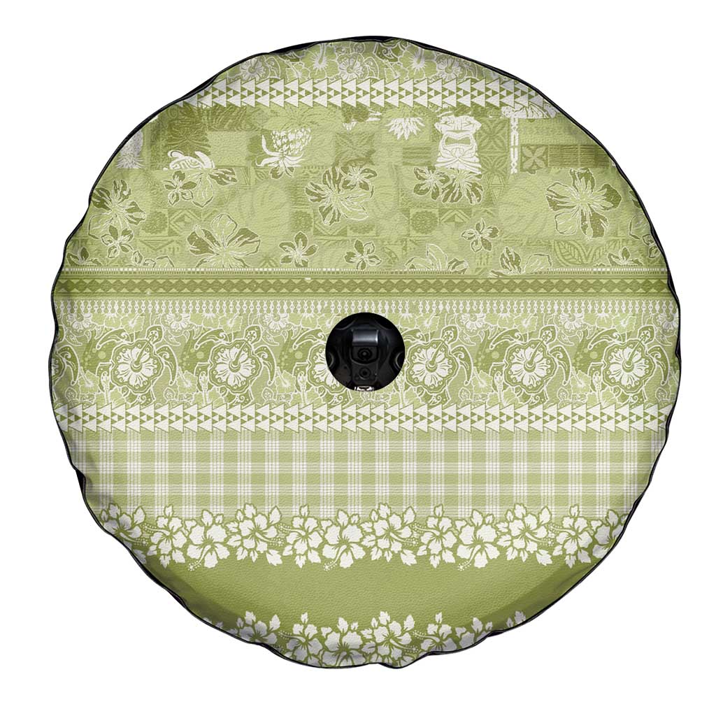 Hawaiian Hibiscus Honu Spare Tire Cover Sage Green Mele Kalikimaka Palaka Spirit LT9 - Polynesian Pride