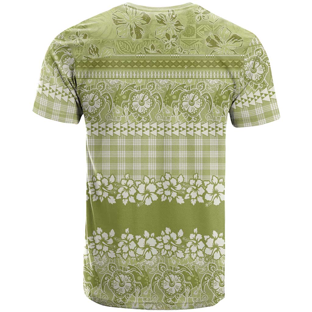 Hawaiian Hibiscus Honu T Shirt Sage Green Mele Kalikimaka Palaka Spirit LT9 - Polynesian Pride