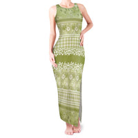 Hawaiian Hibiscus Honu Tank Maxi Dress Sage Green Mele Kalikimaka Palaka Spirit LT9 Women Sage Green - Polynesian Pride