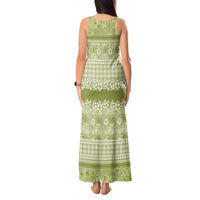 Hawaiian Hibiscus Honu Tank Maxi Dress Sage Green Mele Kalikimaka Palaka Spirit LT9 - Polynesian Pride
