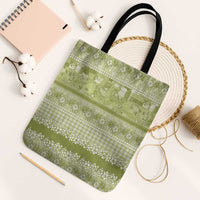 Hawaiian Hibiscus Honu Tote Bag Sage Green Mele Kalikimaka Palaka Spirit LT9 Black Strap One Size Sage Green - Polynesian Pride