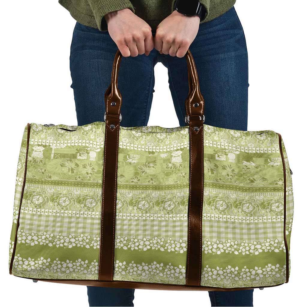Hawaiian Hibiscus Honu Travel Bag Sage Green Mele Kalikimaka Palaka Spirit LT9 Sage Green - Polynesian Pride