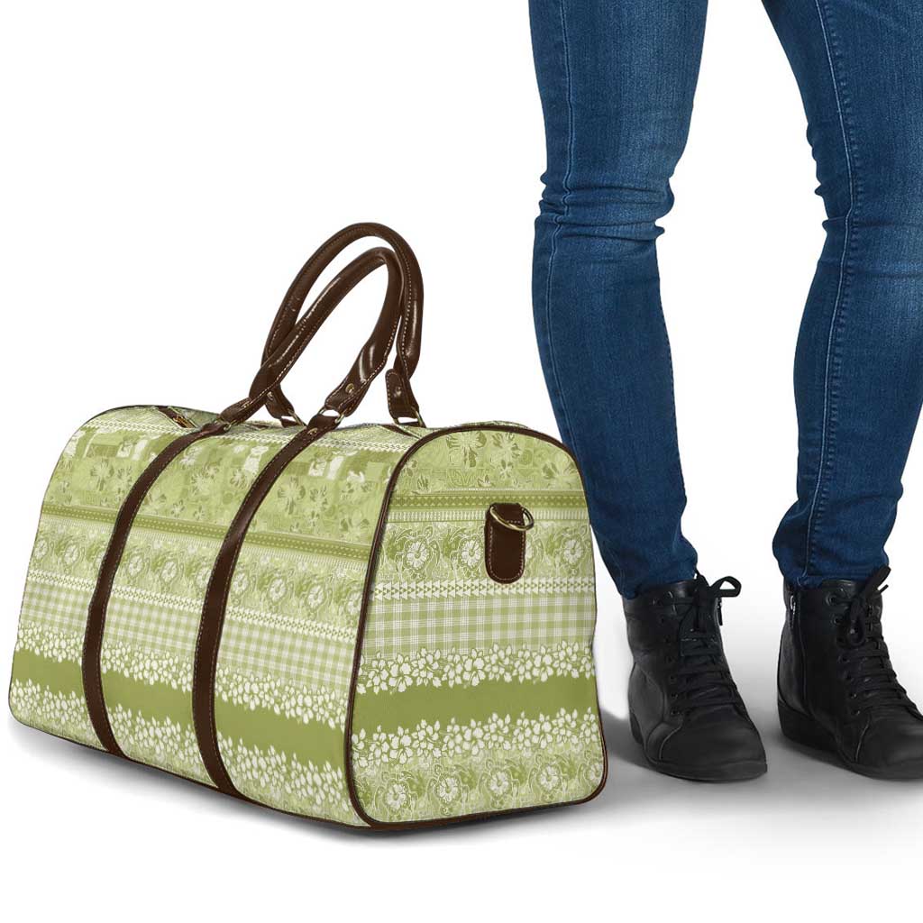 Hawaiian Hibiscus Honu Travel Bag Sage Green Mele Kalikimaka Palaka Spirit LT9 - Polynesian Pride