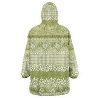 Hawaiian Hibiscus Honu Wearable Blanket Hoodie Sage Green Mele Kalikimaka Palaka Spirit LT9 - Polynesian Pride