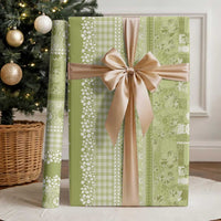 Hawaiian Hibiscus Honu Wrapping Paper Sage Green Mele Kalikimaka Palaka Spirit - Polynesian Pride