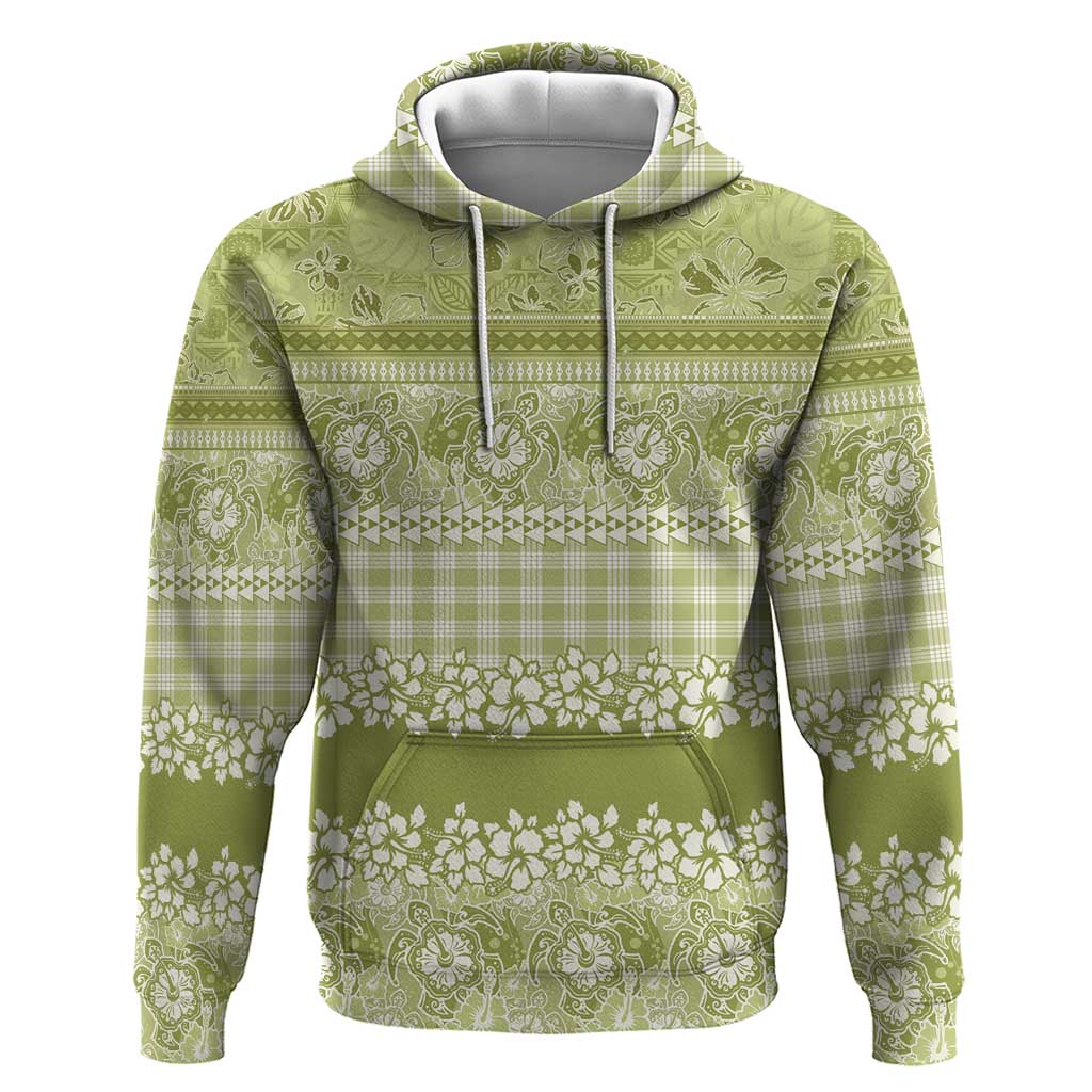 Hawaiian Hibiscus Honu Zip Hoodie Sage Green Mele Kalikimaka Palaka Spirit LT9 Pullover Hoodie Sage Green - Polynesian Pride