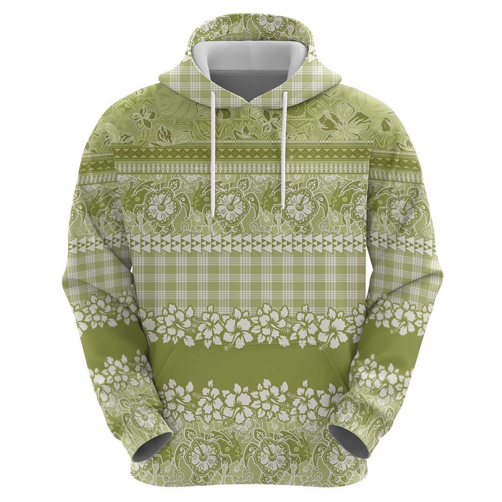 Hawaiian Hibiscus Honu Zip Hoodie Sage Green Mele Kalikimaka Palaka Spirit LT9 - Polynesian Pride