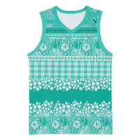 Hawaiian Hibiscus Honu Basketball Jersey Turquoise Mele Kalikimaka Palaka Spirit LT9 Unisex Turquoise - Polynesian Pride