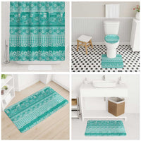 Hawaiian Hibiscus Honu Bathroom Set Turquoise Mele Kalikimaka Palaka Spirit LT9 - Polynesian Pride
