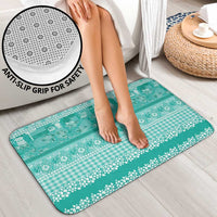 Hawaiian Hibiscus Honu Bathroom Set Turquoise Mele Kalikimaka Palaka Spirit LT9 - Polynesian Pride