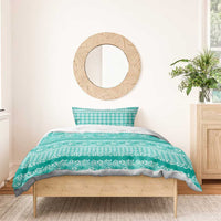 Hawaiian Hibiscus Honu Bedding Set Turquoise Mele Kalikimaka Palaka Spirit - Polynesian Pride