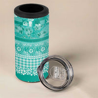 Hawaiian Hibiscus Honu 4 in 1 Can Cooler Tumbler Turquoise Mele Kalikimaka Palaka Spirit LT9 - Polynesian Pride