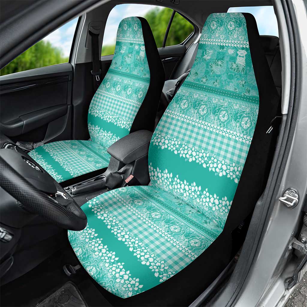 Hawaiian Hibiscus Honu Car Seat Cover Turquoise Mele Kalikimaka Palaka Spirit LT9 - Polynesian Pride