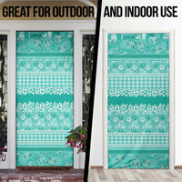 Hawaiian Hibiscus Honu Door Cover Turquoise Mele Kalikimaka Palaka Spirit LT9 - Polynesian Pride