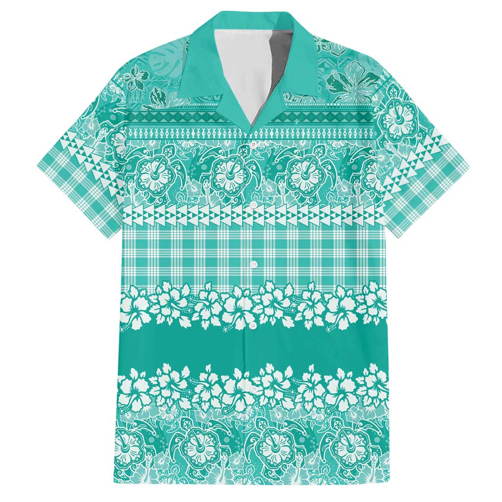 Hawaiian Hibiscus Honu Hawaiian Shirt Turquoise Mele Kalikimaka Palaka Spirit LT9 Turquoise - Polynesian Pride