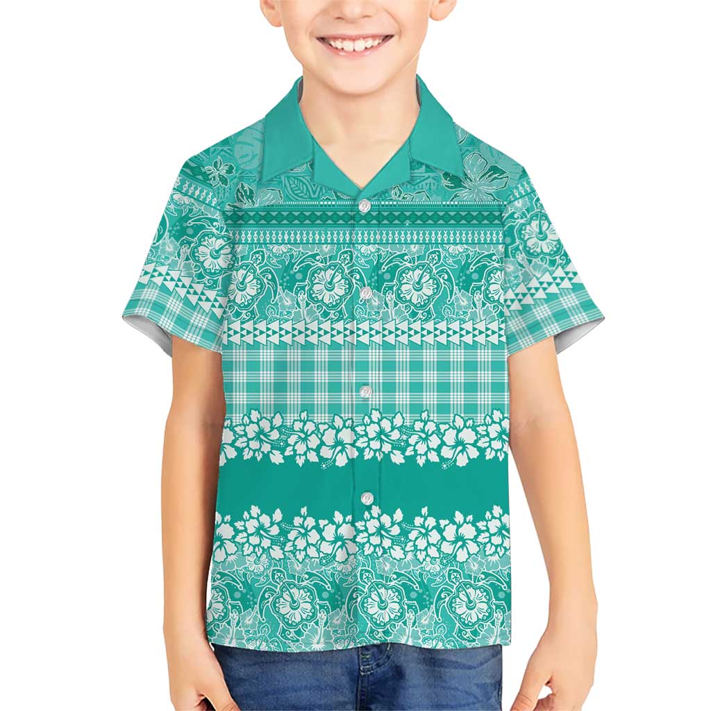Hawaiian Hibiscus Honu Hawaiian Shirt Turquoise Mele Kalikimaka Palaka Spirit LT9 - Polynesian Pride