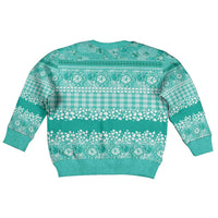 Hawaiian Hibiscus Honu Kid Ugly Christmas Sweater Turquoise Mele Kalikimaka Palaka Spirit LT9 - Polynesian Pride