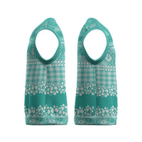 Hawaiian Hibiscus Honu Christmas Knitted V-Neck Vest Turquoise Mele Kalikimaka Palaka Spirit LT9 - Polynesian Pride