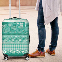 Hawaiian Hibiscus Honu Luggage Cover Turquoise Mele Kalikimaka Palaka Spirit LT9 Turquoise - Polynesian Pride
