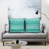 Hawaiian Hibiscus Honu Pillow Cover Turquoise Mele Kalikimaka Palaka Spirit - Polynesian Pride