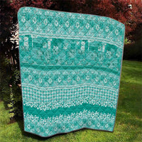 Hawaiian Hibiscus Honu Quilt Turquoise Mele Kalikimaka Palaka Spirit LT9 - Polynesian Pride