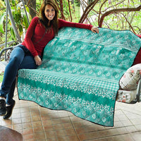 Hawaiian Hibiscus Honu Quilt Turquoise Mele Kalikimaka Palaka Spirit LT9 - Polynesian Pride