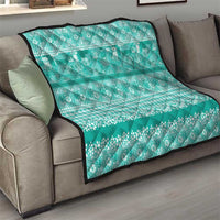 Hawaiian Hibiscus Honu Quilt Turquoise Mele Kalikimaka Palaka Spirit LT9 - Polynesian Pride