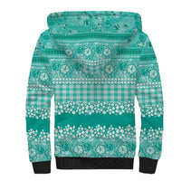 Hawaiian Hibiscus Honu Sherpa Hoodie Turquoise Mele Kalikimaka Palaka Spirit LT9 - Polynesian Pride