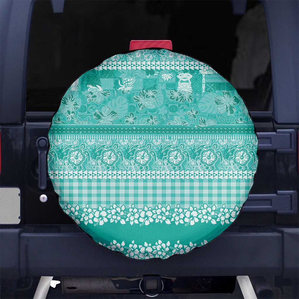 Hawaiian Hibiscus Honu Spare Tire Cover Turquoise Mele Kalikimaka Palaka Spirit LT9 No hole Turquoise - Polynesian Pride
