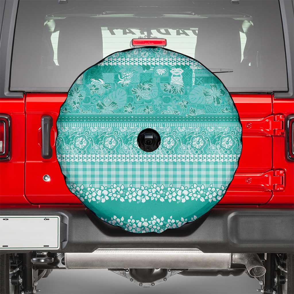 Hawaiian Hibiscus Honu Spare Tire Cover Turquoise Mele Kalikimaka Palaka Spirit LT9 - Polynesian Pride