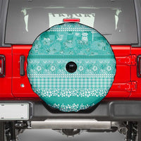 Hawaiian Hibiscus Honu Spare Tire Cover Turquoise Mele Kalikimaka Palaka Spirit LT9 - Polynesian Pride