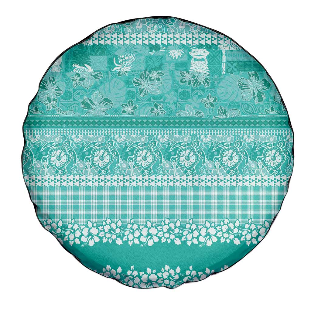 Hawaiian Hibiscus Honu Spare Tire Cover Turquoise Mele Kalikimaka Palaka Spirit LT9 - Polynesian Pride