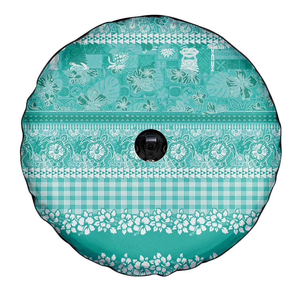 Hawaiian Hibiscus Honu Spare Tire Cover Turquoise Mele Kalikimaka Palaka Spirit LT9 - Polynesian Pride