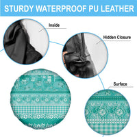 Hawaiian Hibiscus Honu Spare Tire Cover Turquoise Mele Kalikimaka Palaka Spirit LT9 - Polynesian Pride