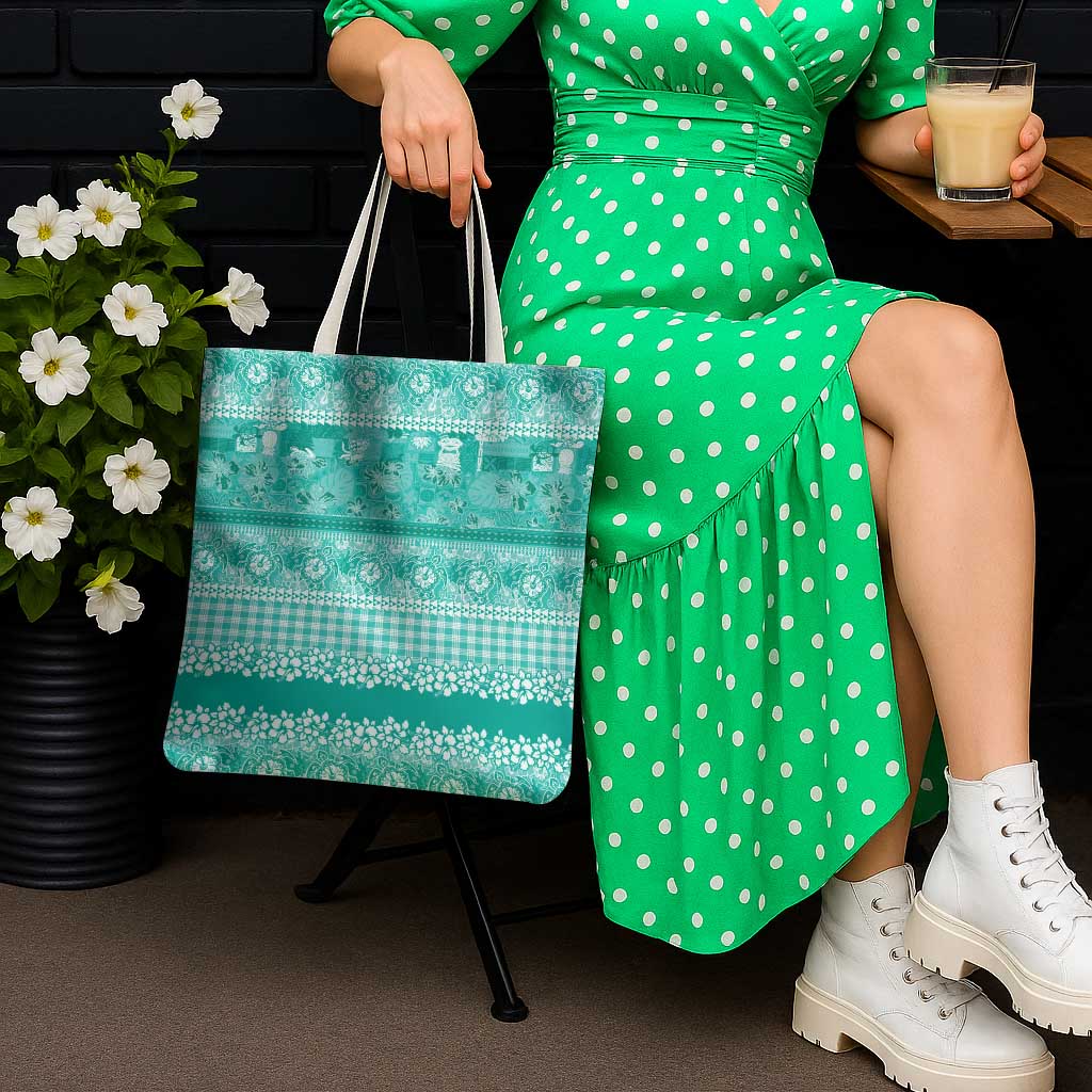 Hawaiian Hibiscus Honu Tote Bag Turquoise Mele Kalikimaka Palaka Spirit - Polynesian Pride