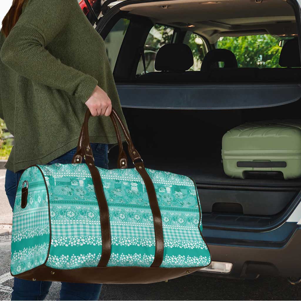 Hawaiian Hibiscus Honu Travel Bag Turquoise Mele Kalikimaka Palaka Spirit LT9 - Polynesian Pride