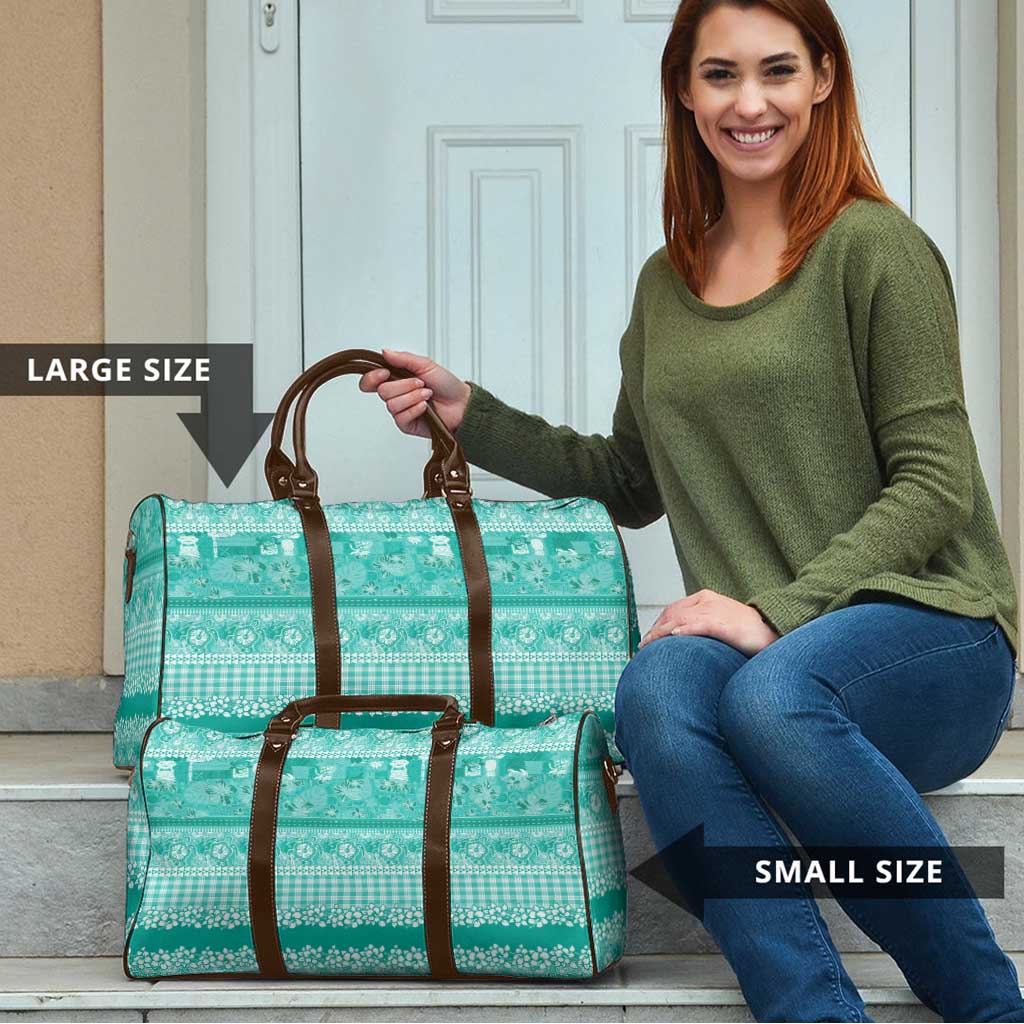 Hawaiian Hibiscus Honu Travel Bag Turquoise Mele Kalikimaka Palaka Spirit LT9 - Polynesian Pride