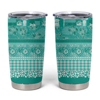 Hawaiian Hibiscus Honu Tumbler Cup Turquoise Mele Kalikimaka Palaka Spirit LT9 Turquoise - Polynesian Pride
